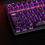 Cat Dance ASA Keycap Set. Whimsical cat motifs, translucent pudding design, ASA profile, perfect for vibrant RGB lighting.