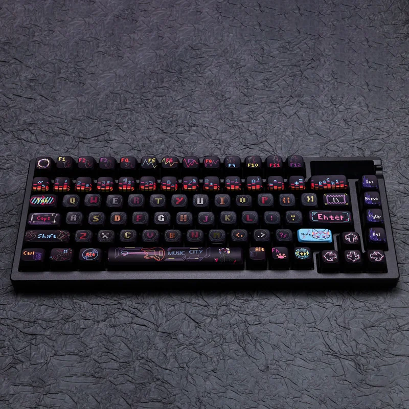 Cat Dance ASA Keycap Set for RGB keyboards, showcasing whimsical cat designs and translucent pudding style for vibrant RGB illumination.
