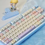 Playful MAO Cat Hide-and-Seek PBT keycap set shown from various angles, highlighting the adorable peeking cat designs and the crisp.