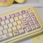 An array of Hachimi Pixel Cat Meme Keycaps set, highlighting their durable PBT, vibrant pixel art, and playful, backlit-ready retro charm.