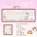 Hachimi Pixel Cat Meme PBT Keycaps set, showing adorable pixelated cat designs in vibrant retro colors, highlighting durable PBT for backlit keyboard.