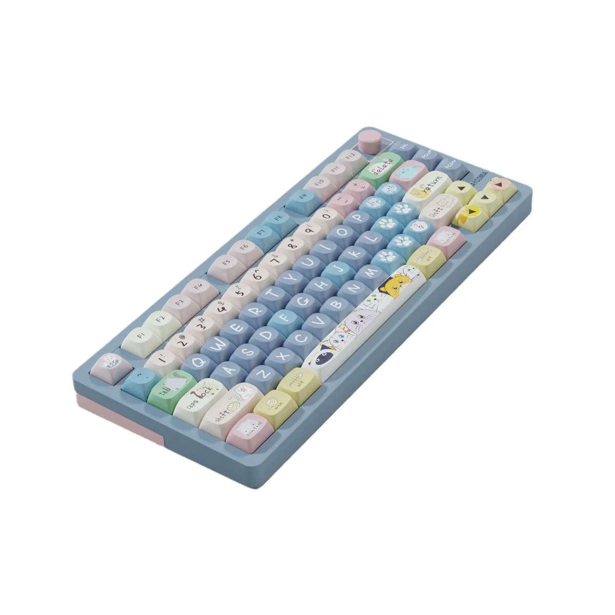 Whimsical Cat & Mouse MOA Keycap Set gallery, revealing its unique, playful, stylized sculpted design from various angles, embodying artistic keyboard design.