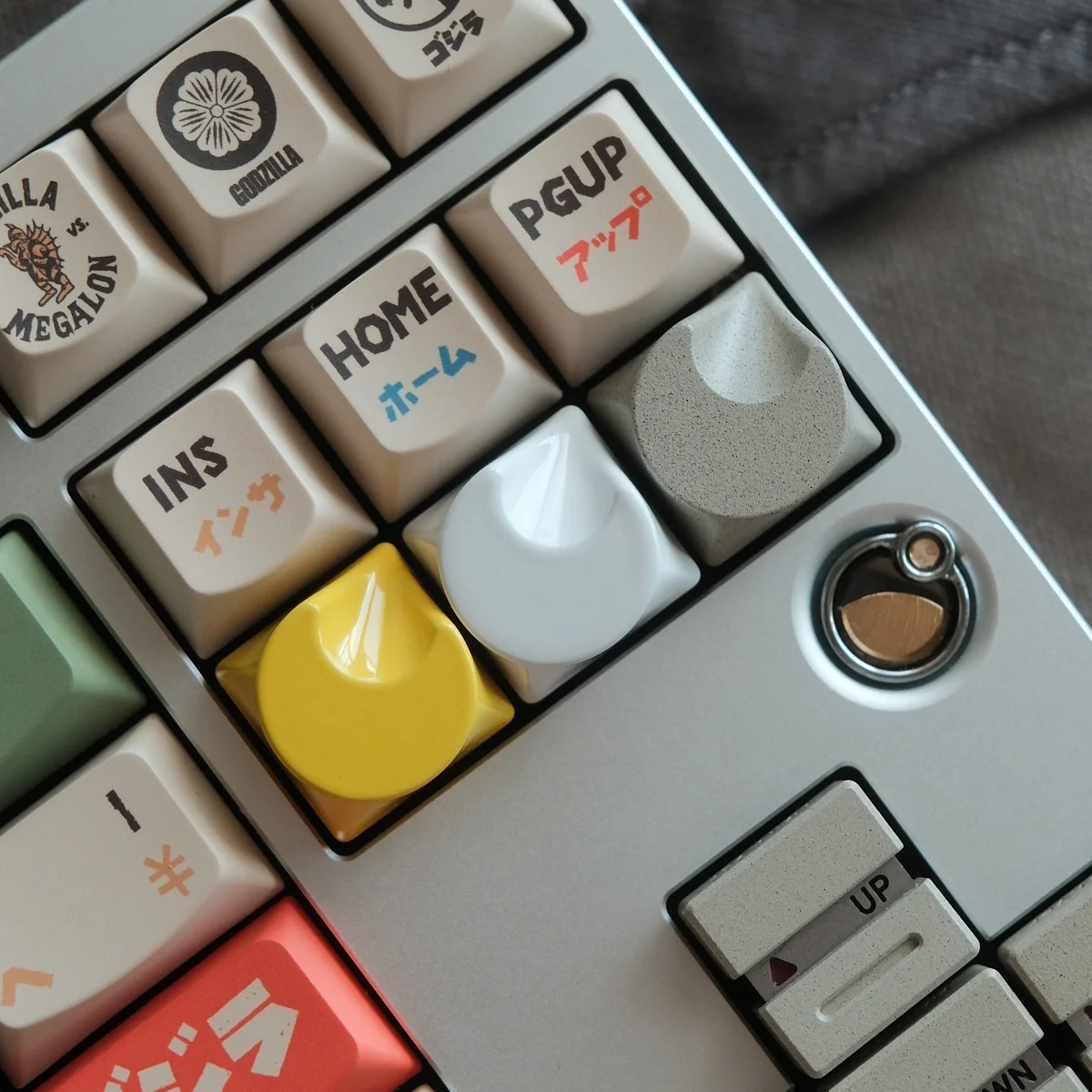 Celestial Moon Artisan Keycaps, showcasing a sleek moon-inspired metallic finish and unique ergonomic contours.