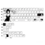 Vibrant Chainsaw Man Reze PBT keycaps set, showcasing explosive spring anime art. An exclusive, artistic display for mechanical keyboards.