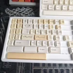 A playful full dye-sub PBT cheese keycaps set, showcasing vibrant hues keys with a delightful cheese block aesthetic from multiple angles.