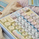 Chiikawa: Three Little Characters MOA Keycap Set displayed from multiple angles, highlighting soft pastel hues, playful character designs, and ergonomic rounded profiles.