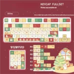 A delightful close-up of the Adorable Christmas Cat PBT Keycaps Set, highlighting whimsical feline designs and cozy festive colors for a charming keyboard.