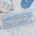Dreamy Cinnamoroll Cloud PBT MOA keycap set featuring whimsical pastel Cinnamoroll and fluffy cloud motifs for a serene desktop.
