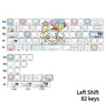 Adorable Cinnamoroll side-lit PBT keycaps set for 63/64/66 layouts, featuring sweet character art and durable legends for a charming desk aesthetic.