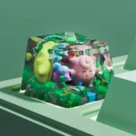 Whimsical handcrafted Clefairy keycap showing a detailed pastel pink Pokemon for your keyboard's ESC key, a unique artisan charm.