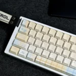 Ethereal Cloud Floral PBT Dye-Sub Keycap Set detail, showing vibrant whimsical cloud and serene floral garden art. Artistic PBT dye-sub floral keycap.