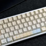 Ethereal Cloud Floral PBT Dye-Sub Keycap Set from a fresh angle, highlighting its whimsical cloud and vibrant floral garden design. Serene and artistic design.