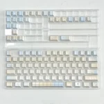 Artistic Ethereal Cloud Floral PBT Dye-Sub Keycap Set, specifically for 75-87 layout keyboards, featuring a serene and vibrant whimsical garden design.