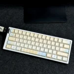 Ethereal PBT Dye-Sub Floral Keycap Set, showcasing a serene cloud and vibrant floral garden design, perfect for an artistic keyboard aesthetic.