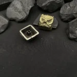 Detailed view of the mystical handcrafted pure copper owl artisan keycap, showcasing its intricate ancient design from a unique angle, perfect for animal lovers.