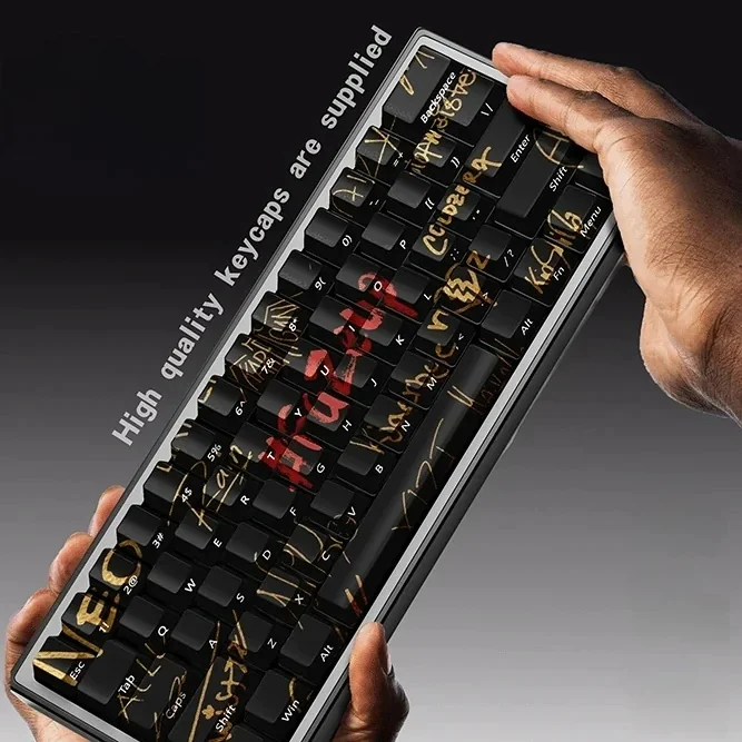 Dynamic close-up of authentic CSGO Faze Clan Cherry Keycap Set, showcasing tactical esports branding and vibrant design for an immersive gaming experience.