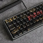 Authentic CSGO Faze Clan Cherry Keycap Set displayed from multiple angles, highlighting vibrant esports branding and tactical design for a dynamic gaming experience.