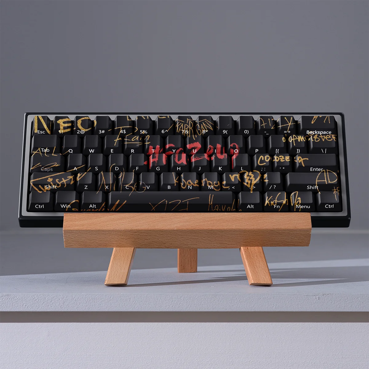 Dynamic visual of authentic CSGO Faze Clan Cherry Keycap Set, highlighting their vibrant design and premium feel for dedicated esports enthusiasts.