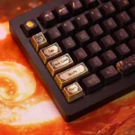 Artisan Cthulhu keycap set: vintage pure copper with intricate Lovecraftian mythos details, embodying an ancient artifact aesthetic.