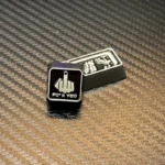 Premium Custom Keycap, bold industrial-chic design with defiant 'Shameless' engraving. Multiple views showcase the unique accent.