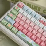 Cute Duck PBT Cherry Profile Keycaps set from various angles. Whimsical pastel ducks, durable PBT, crisp legends for a cheerful desk.