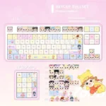 Baby Zoraa PBT keycaps set, featuring adorable pastel cartoon dolls and a whimsical bubblegum aesthetic for a cute, durable keyboard.