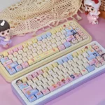 Whimsical Baby Zoraa Cute PBT Keycaps Set. Durable PBT and enchanting cartoon design in dreamy pastel colors for a playful, fully compatible keycaps.