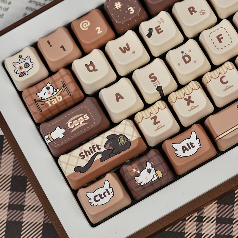Suzume: Daijin & Sadaijin MAO Keycap Set, an exclusive hand-crafted design featured in a gallery of playful angles, highlighting its unique charm.