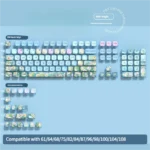 Charming Daisy PBT Dye-sublimated Keycap Set, 122 MDA profile keys with vibrant four-sided backlit daisy florals.