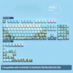 Charming Daisy PBT 129-key Cherry keycap set, showcasing side-engraved translucent characters that illuminate the daisy floral design.