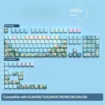 Charming Daisy PBT 129-key Cherry keycap set, showcasing side-engraved translucent characters that illuminate the daisy floral design.