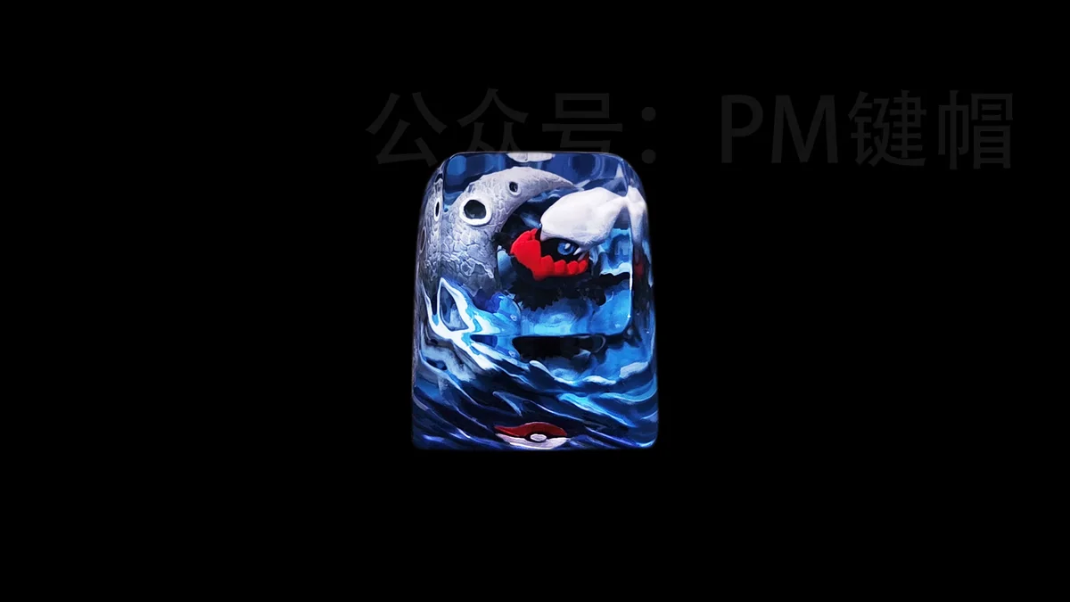 Enigmatic Darkrai Keycap, a handcrafted translucent resin artisan keycap capturing the legendary Pokemon's aura with intricate details.