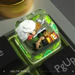 Multiple angles of the handcrafted Delta Force Silver Wing ESC keycap, showcasing its sleek silver finish, tactical-futuristic design, and intricate design.