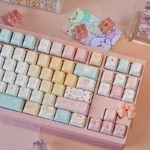 Sweet Treats Dessert Keycap Set from different angles, revealing the delightful pastel PBT dye-sub legends and creamy hues for a playful, delicious touch.