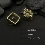 Handcrafted pure copper Dragon Copper Keycap gallery, showing intricate Chinese Zodiac dragon sculpture details from various artistic angles.