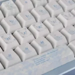 Dream Butterfly PBT dye-sub keycaps set for mechanical keyboards, featuring the serene blue and white ethereal butterfly motifs.