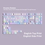 Dreamy Bubble PBT Keycaps Set, an Ethereal Keyboard Aesthetic Set. Translucent bubbles with iridescent hues create a whimsical, dreamy, floating visual.