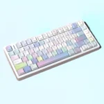 Dreamy Bubble PBT Keycaps Set, an ethereal keyboard aesthetic set. Features translucent, iridescent bubbles creating a whimsical, floating visual experience.