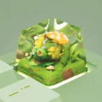 Angled view of the exclusive Eevee Pokemon artisan ESC keycap, showcasing its premium texture and the adorable, whimsical Eevee design.