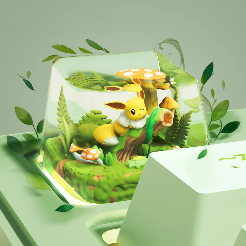 Adorable Eevee Pokemon artisan ESC keycap, an exclusive and vibrant desktop art piece. This premium Eevee keycap brings playful nostalgia.