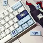 Egret Keycap Set: Elegant PBT dye-sublimation keycaps, multiple angles, showcasing graceful egret art, tranquil scenes, and durable quality.