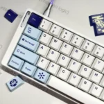 Artistic Egret Keycap Set showcasing elegant egret designs and tranquil nature scenes, made with durable PBT and full dye-sublimation.
