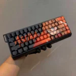 Vibrant EVA Asuka PBT keycaps, shown from all angles, featuring side-lit legends and translucent design for backlighting.