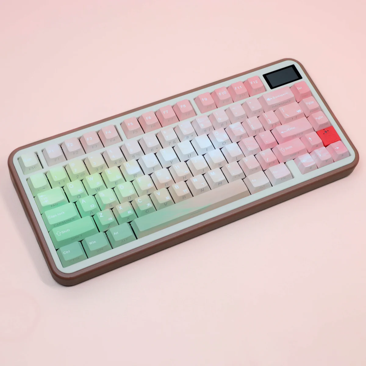 Enchanting Elf PBT Keycaps Set: ergonomic, dual-engraved legends, mystical elven forest aesthetic shown from angles.