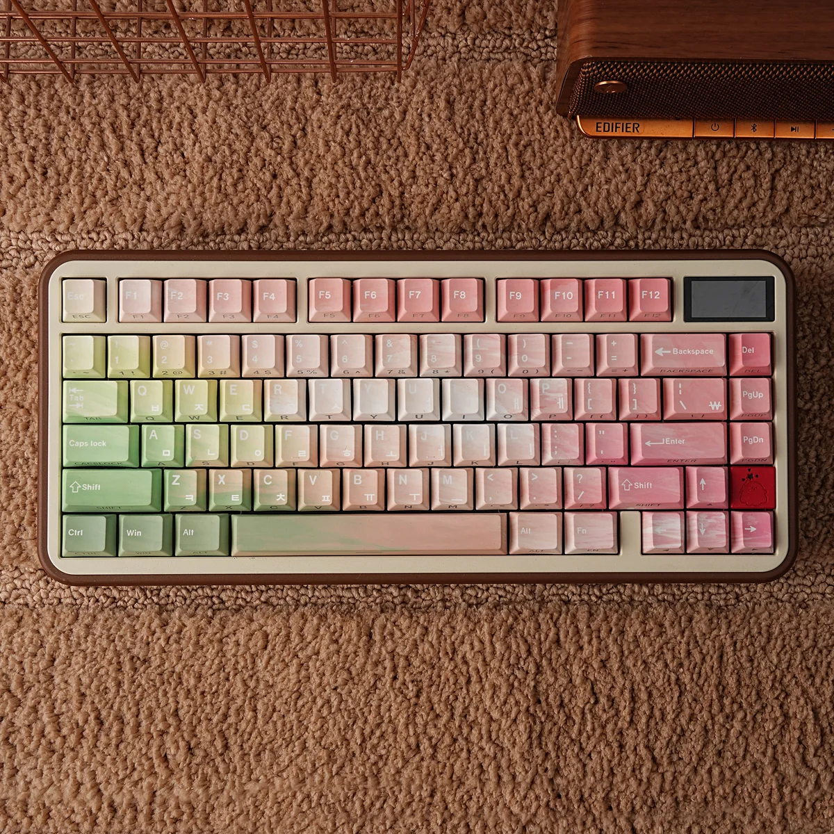 Enchanting Elf PBT Keycaps set, showcasing ergonomic design and luminous dual-engraved legends. Mystical elven forest aesthetic for premium keyboards.