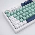 Classic Emblem PBT Dye-Sub Keycap Set, durable and detailed, showcasing elegant heraldic symbols and subdued colors from a distinct angle for keyboard.