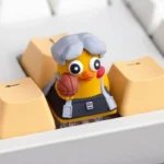 Unique handcrafted Escape from Duckov: Duck Keycaps, a whimsical resin ESC keycap with 3D duck in tactical gear, shown from various angles.