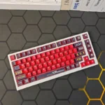 Iconic Evangelion Unit-02 Keycaps set. Fierce mecha design in bold red and black PBT. Dynamic Unit-02 detailing showcased.
