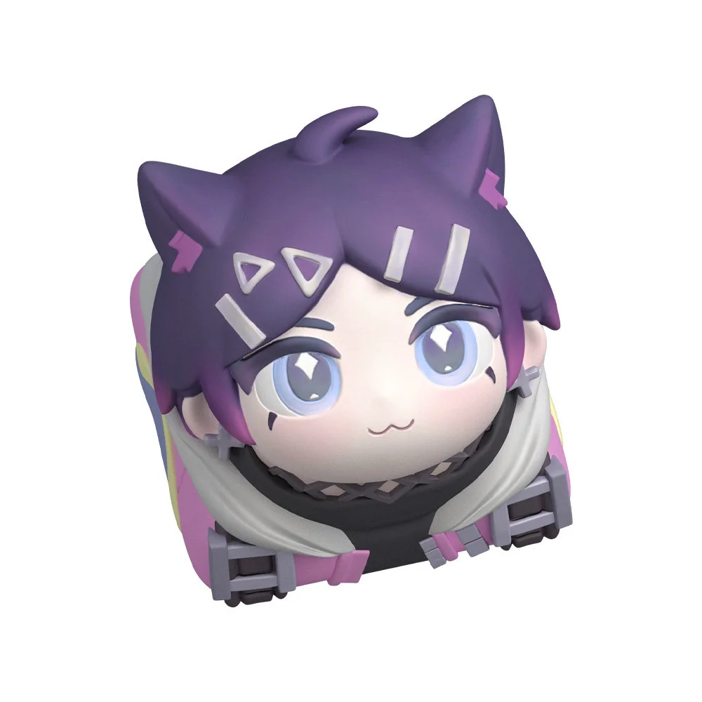 Exclusive Valorant Clove artisan resin keycap showcasing its mystical design from various artistic angles, highlighting intricated design.