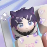 An artistic side view of the exclusive Valorant Clove keycap, showcasing its intricate artisan resin and mystical design.